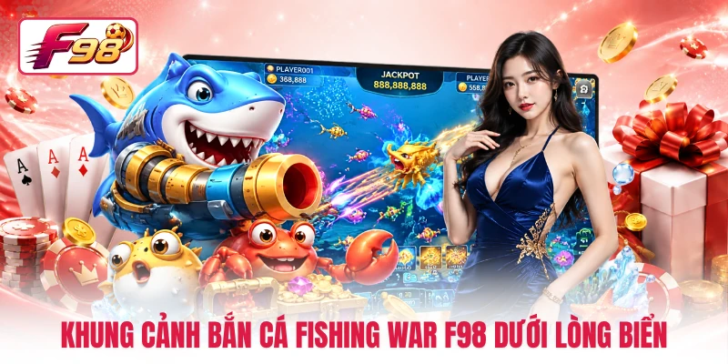 Khung cảnh bắn cá Fishing War F98 dưới lòng biển