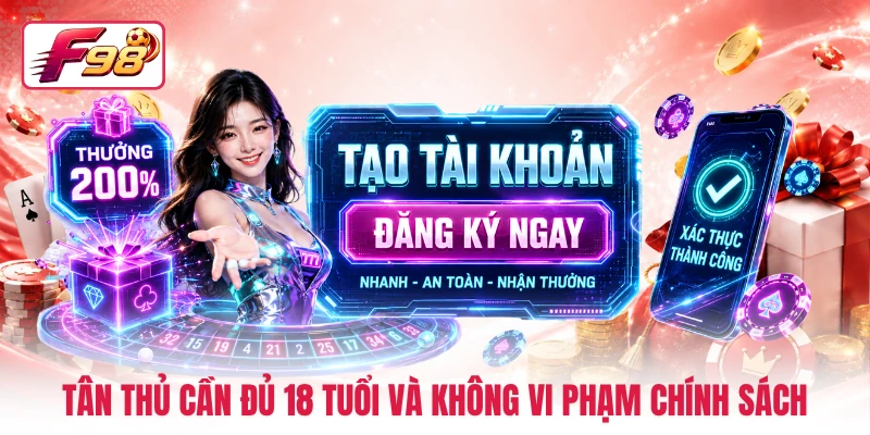 Tân thủ cần đủ 18 tuổi và không vi phạm chính sách